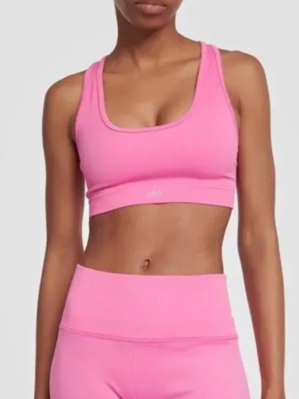 Alo Yoga Seamless Ribbed Favorite Bra in Paradise Pink XS